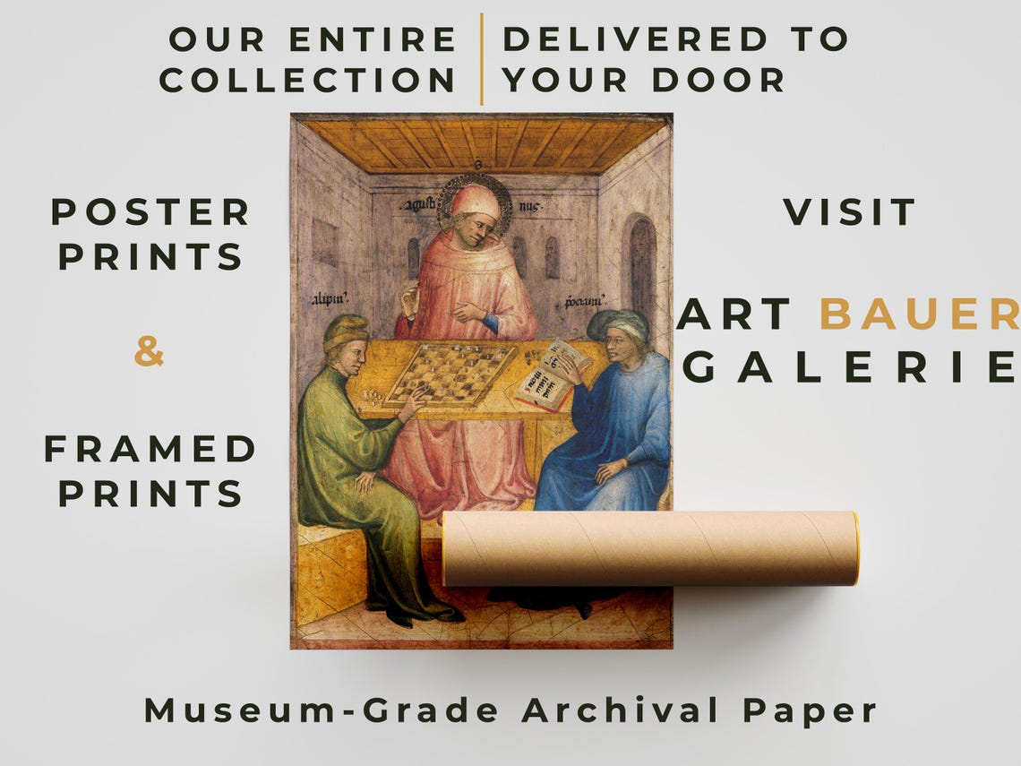 Saint Augustine Alypius Ponticianus Medieval Chess Scene Poster - Image 3