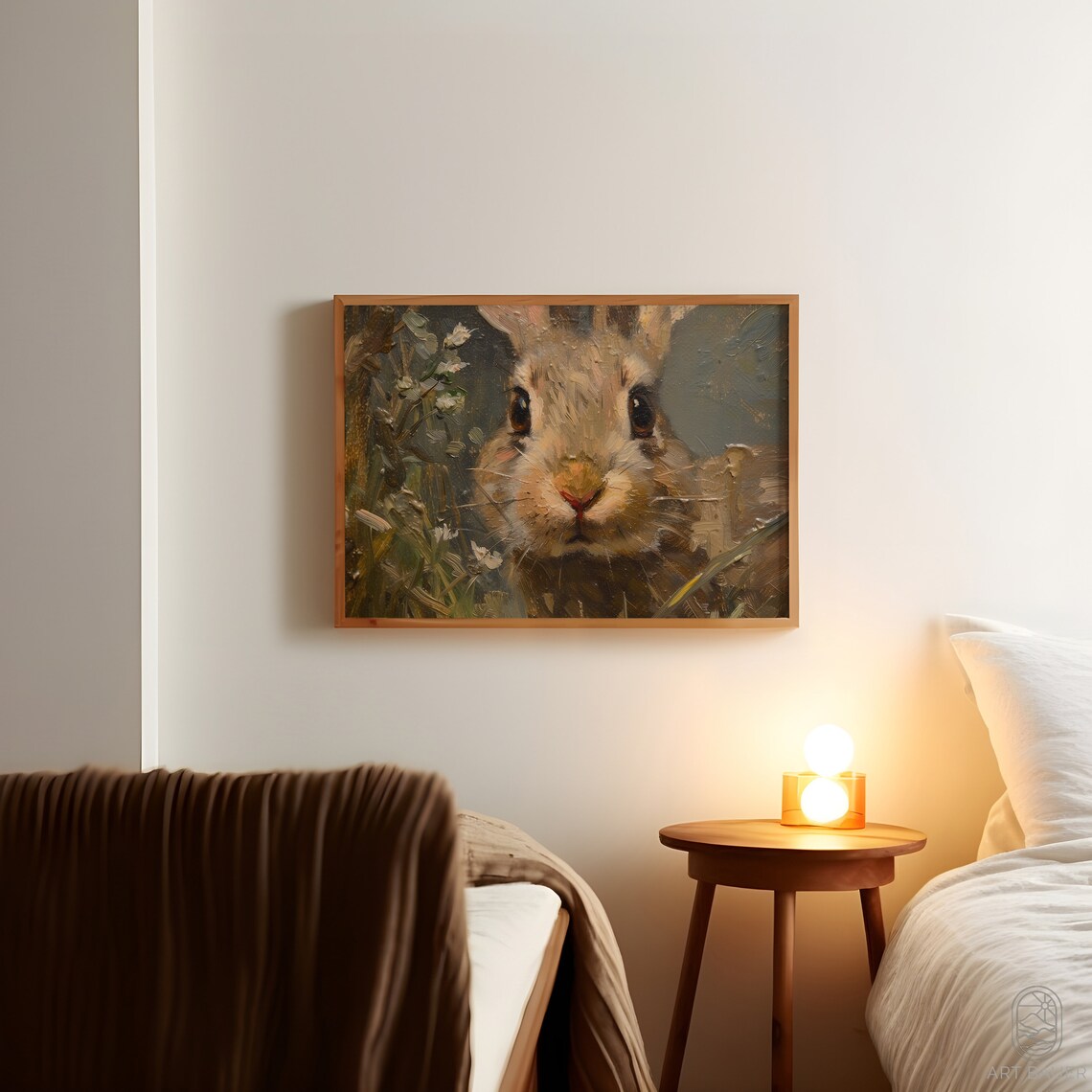 Rabbit In Flowery Meadow Rustic Animal Art Print - Image 5