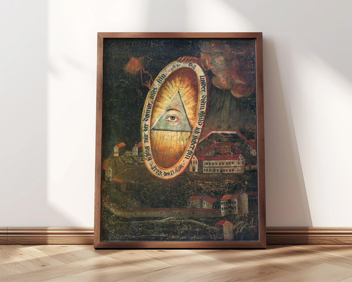 Baindt Abbey Under Eye of Providence 1773 German Religious Painting Poster - Image 3