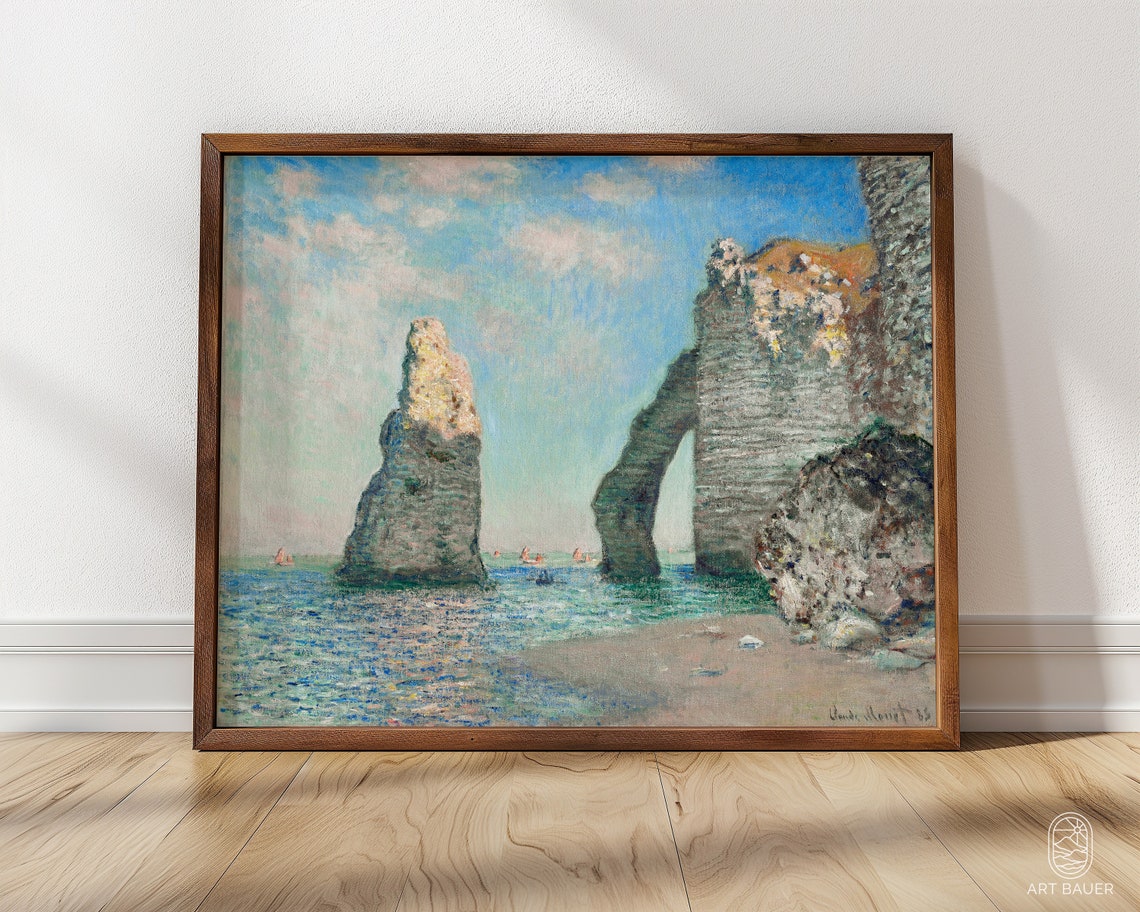 Monet Etretat Cliffs Stone Arch Needle Rock Normandie Coast Poster