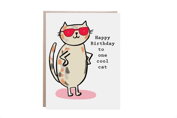 Happy Birthday to One Cool Cat Sunglasses Kitty Birthday Card Print