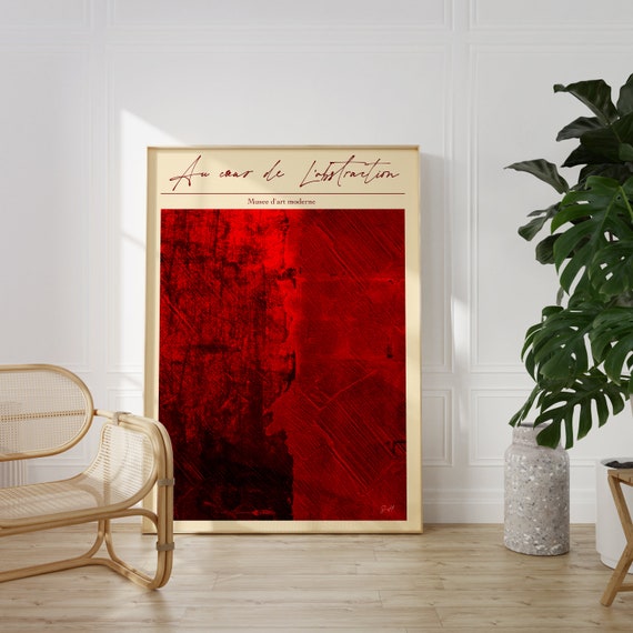 Red Abstract Art Print Modern Wall Decor