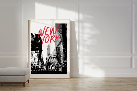 New York Cityscape Art Print Minimalist Black And White
