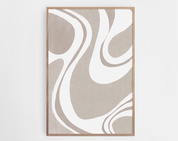 Contemporary Beige White Print Abstract Print Abstract Wall Art Neutral Print Abstract Painting Modern Art Beige Abstract Wall Art