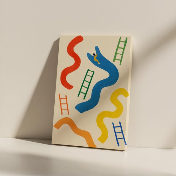 Slides And Ladders Canvas Art Playful Abstract Nursery Decor