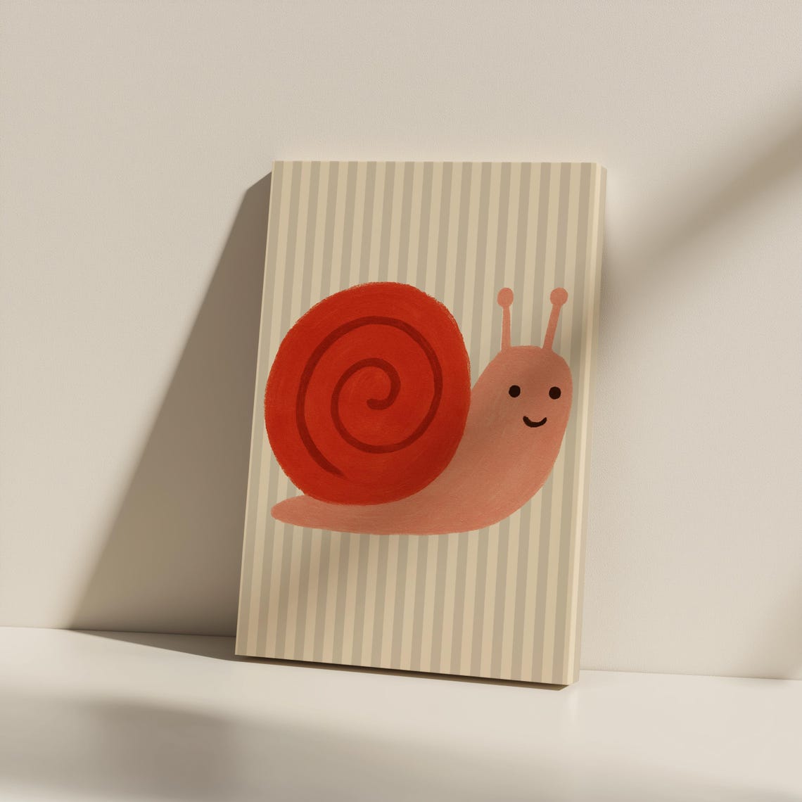 Happy Snail Canvas Print Whimsical Nursery Wall Art