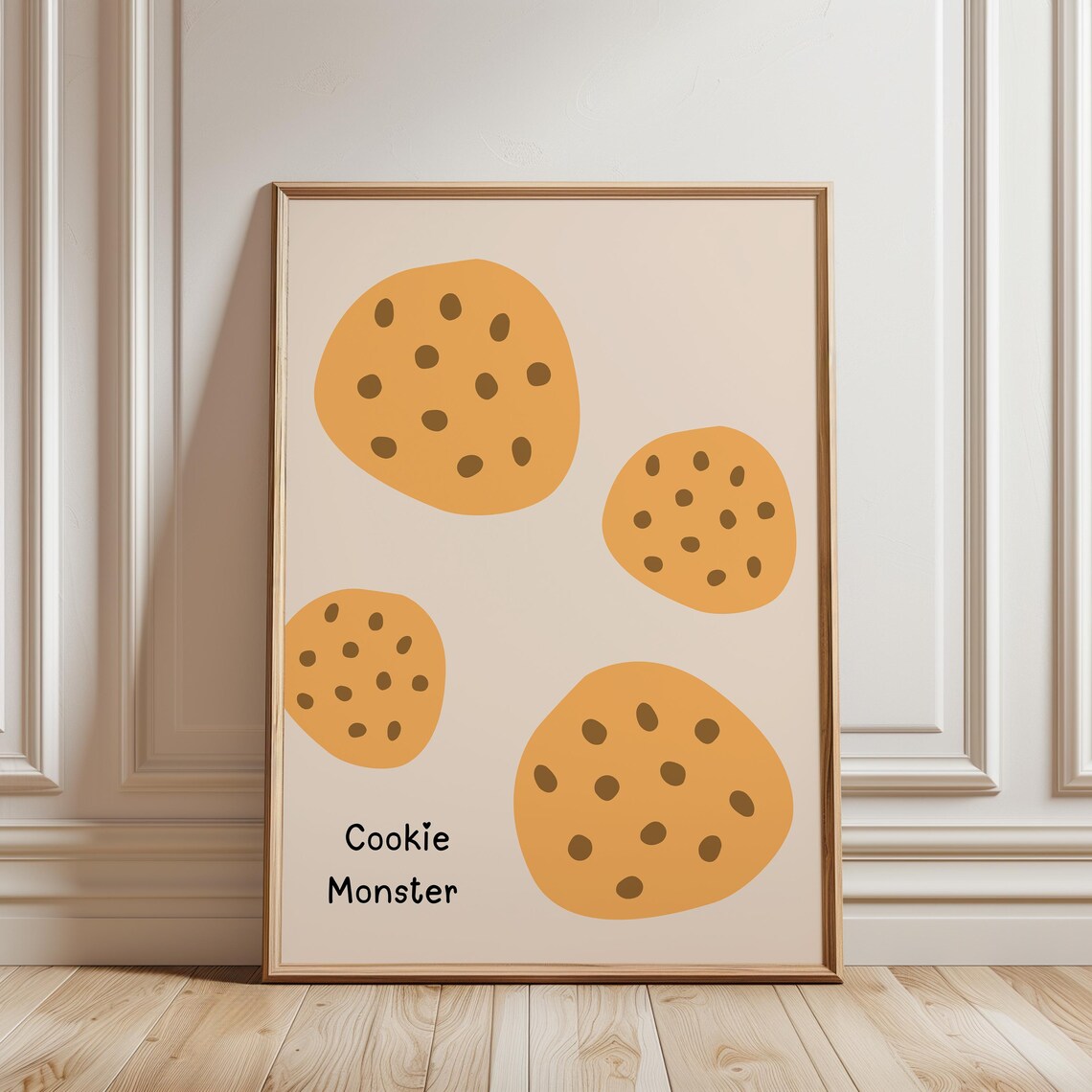 Cute Cookie Monster Chocolate Chip Cookies Minimalist Kitchen Art Print