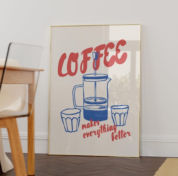 Coffee Print Modern Kitchen Decor Trendy Kitchen Art Aesthetic Wall Art Coffee Lovers Poster Coffee Wall Print