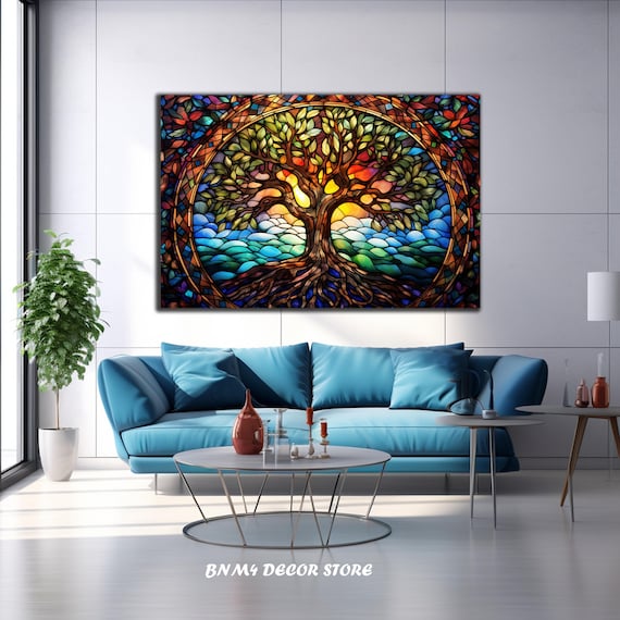 Tempered Glass Wall Art Life Of Tree Glass Decor Stained Wall Art Life Of Tree Stained Window Glass Wall Hangings Large Wall Decor