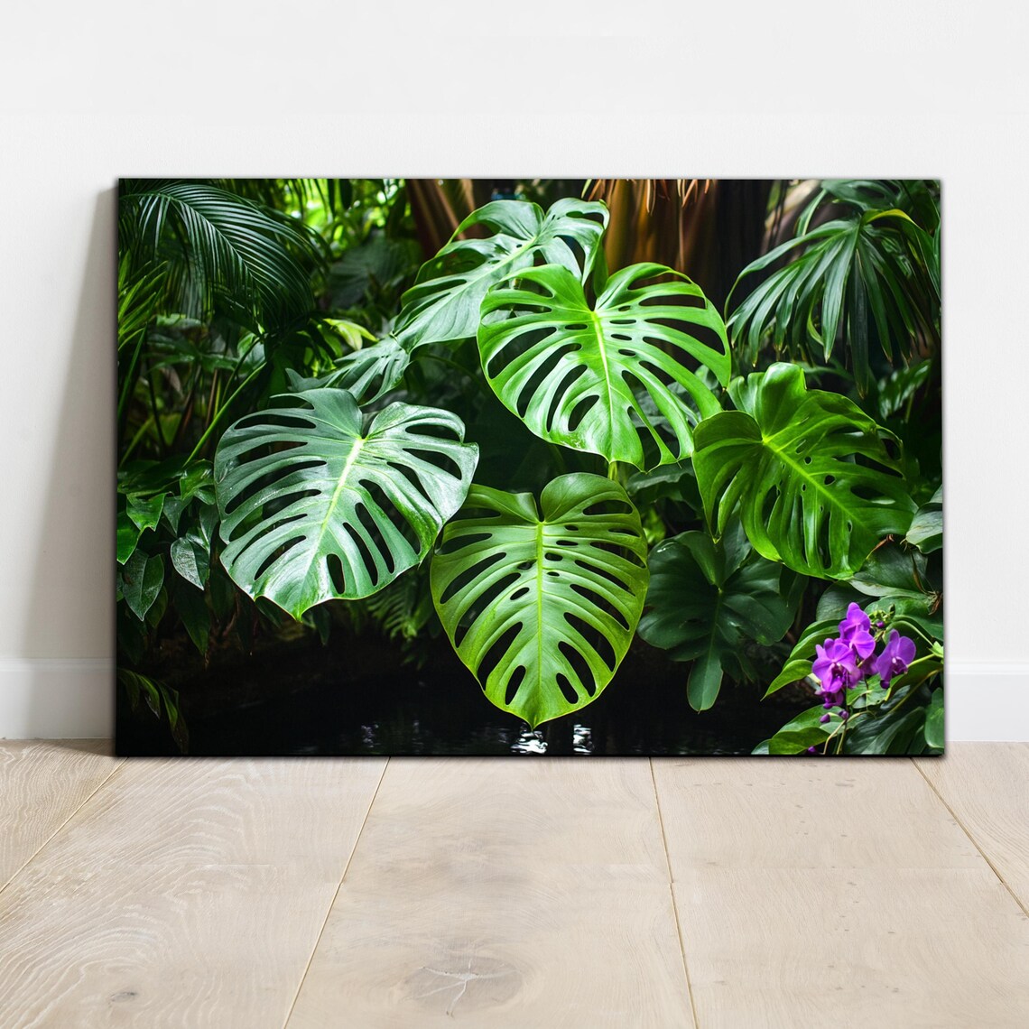 Monstera Deliciosa Leaves Tropical Rainforest Plant Photo Art Poster