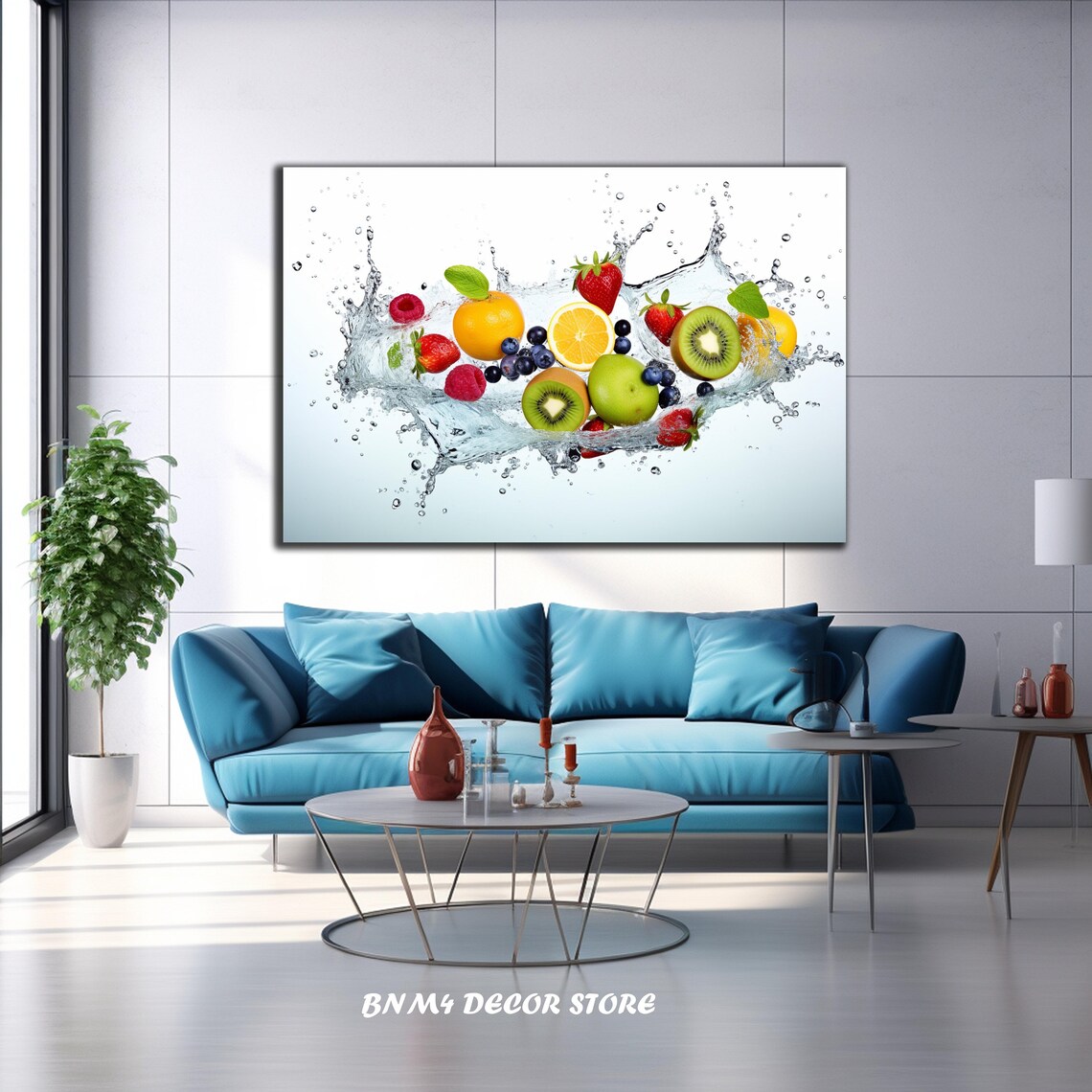 Fruit Splash In Water, Kitchen Food Wall Art Print