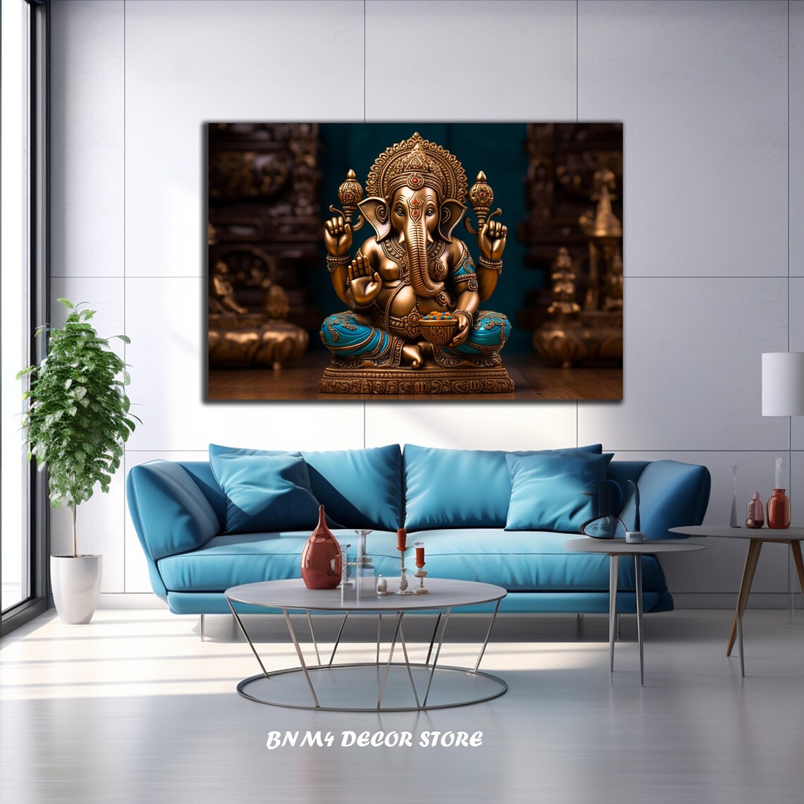 Ganesha Abstract Art Print, Spiritual Wall Decor