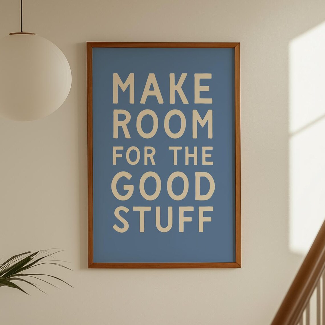 Inspirational Quote Print Handdrawn Typography Wall Art Blue Poster