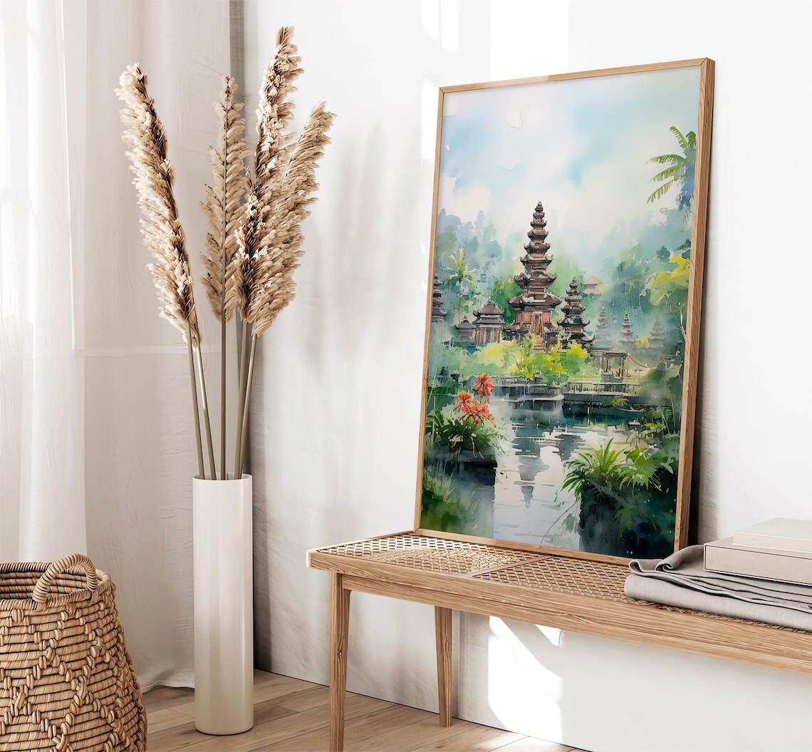 Bali Watercolor Landscape Travel Poster, Indonesia - Image 2