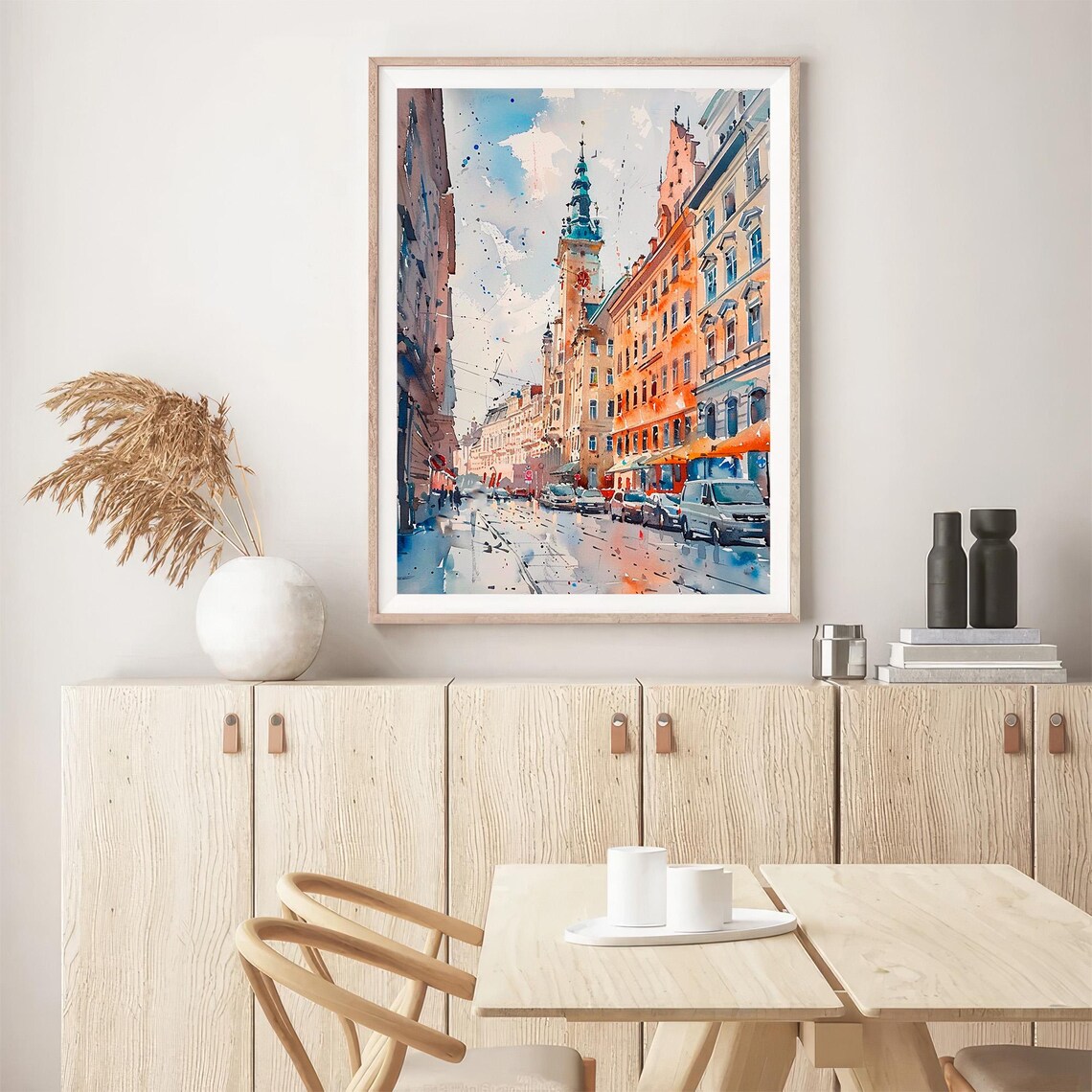 Vienna Old Town Street Historic Tower Watercolor Cityscape Poster - Image 5