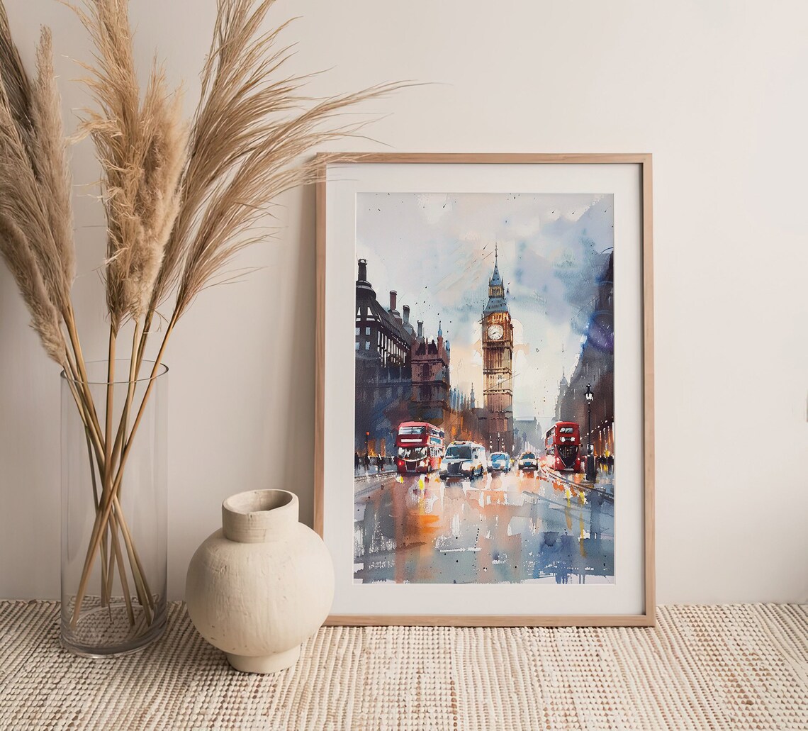 London Watercolor Painting England Art Print - Image 4