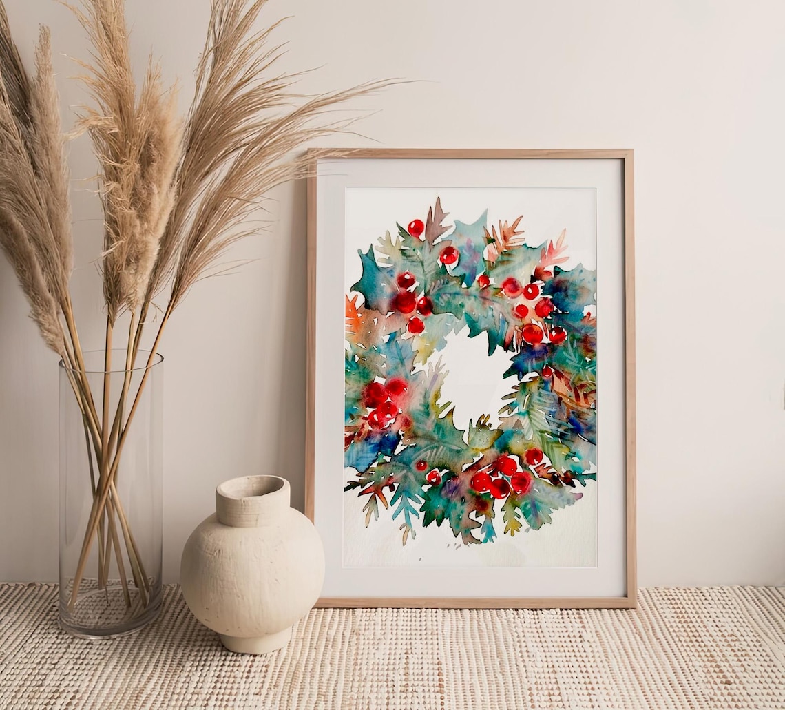 Christmas Pine Branch Watercolor Poster - Image 4