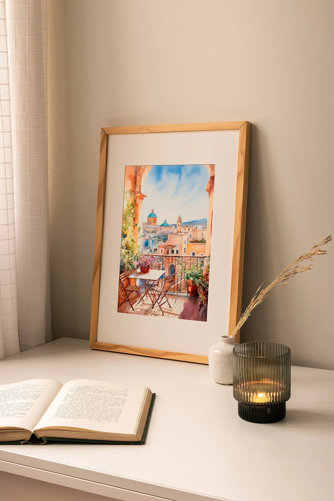 Sicily Watercolor Travel Poster, Italy Cityscape Artwork - Image 2