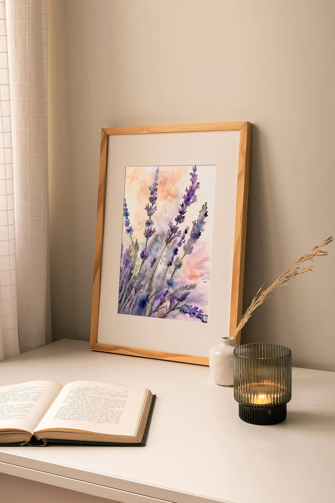 Lavender Sprigs Purple Blooms Watercolor Botanical Scene Poster - Image 4
