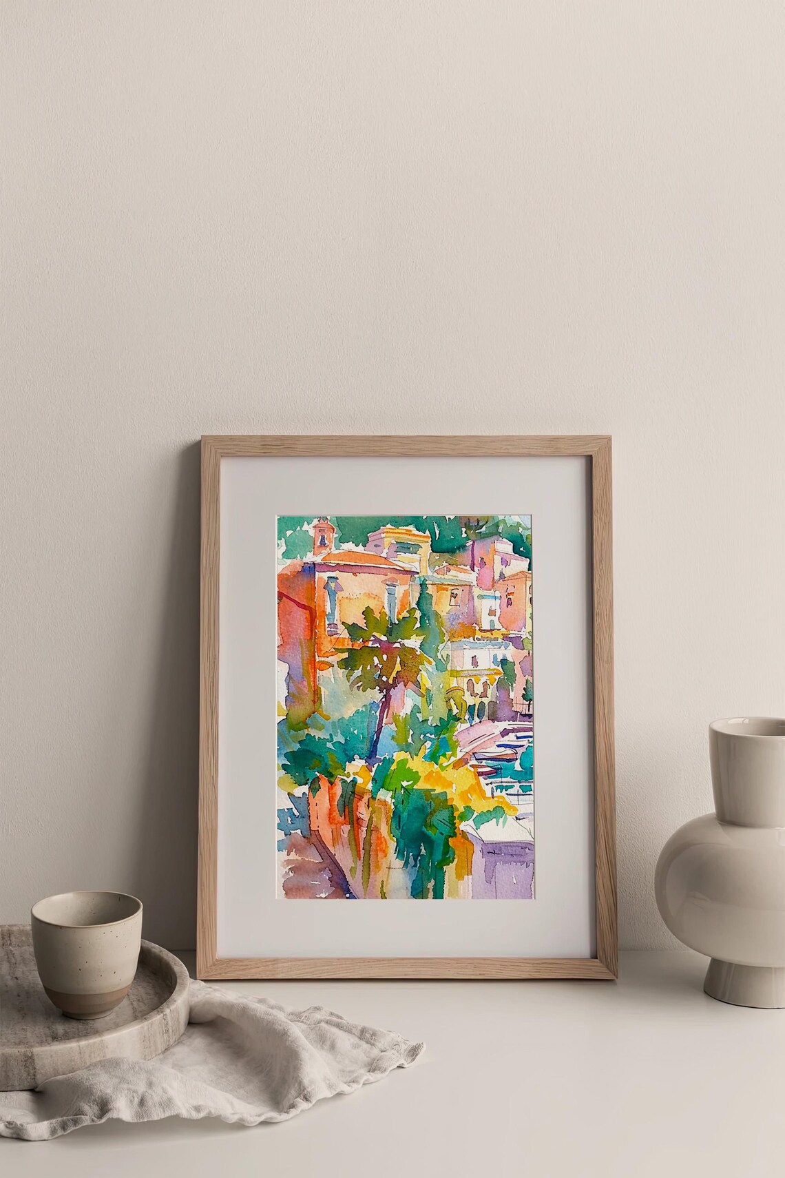 Sorrento Watercolor Cityscape, Italy Travel Poster - Image 3