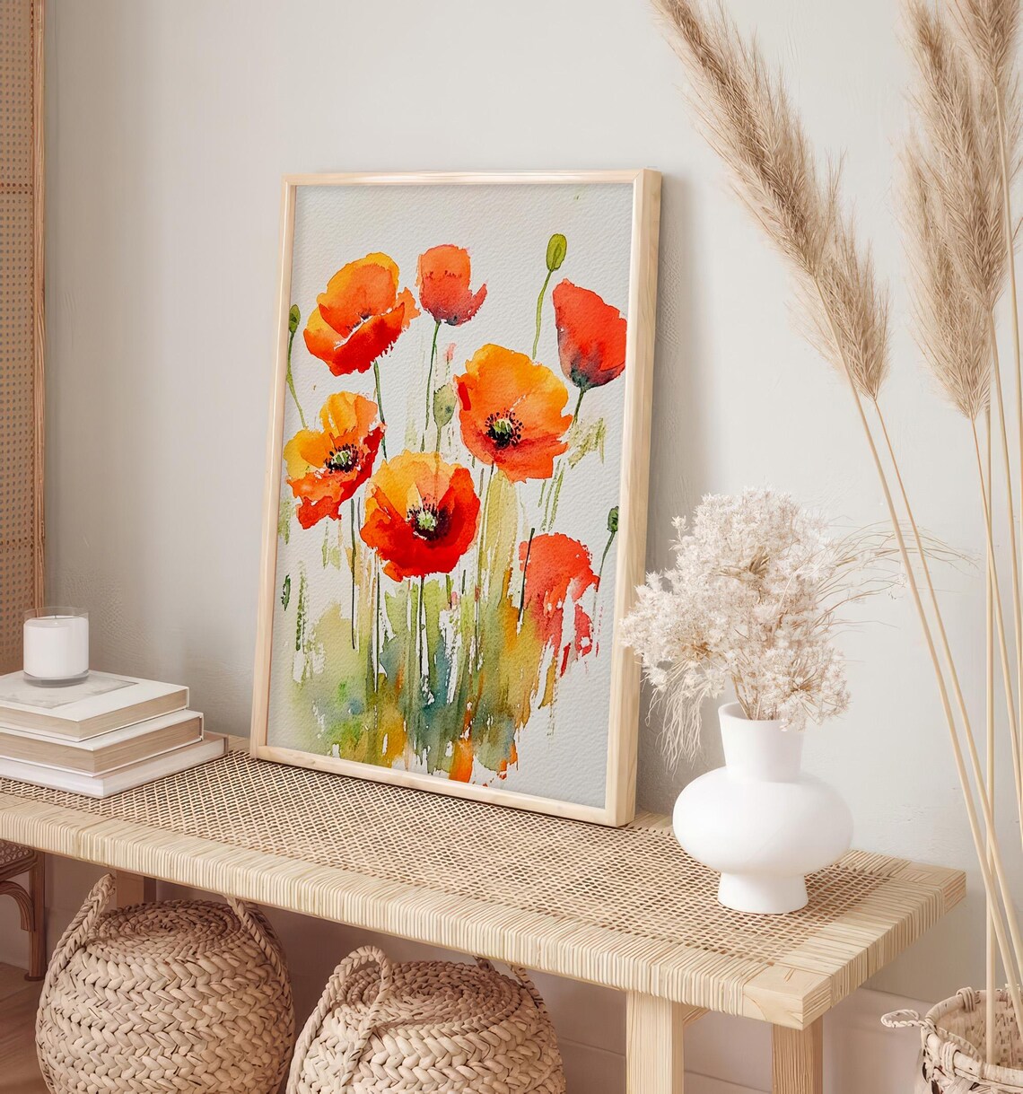 Poppies Watercolor Floral Art Print, Meadow Flowers - Image 3