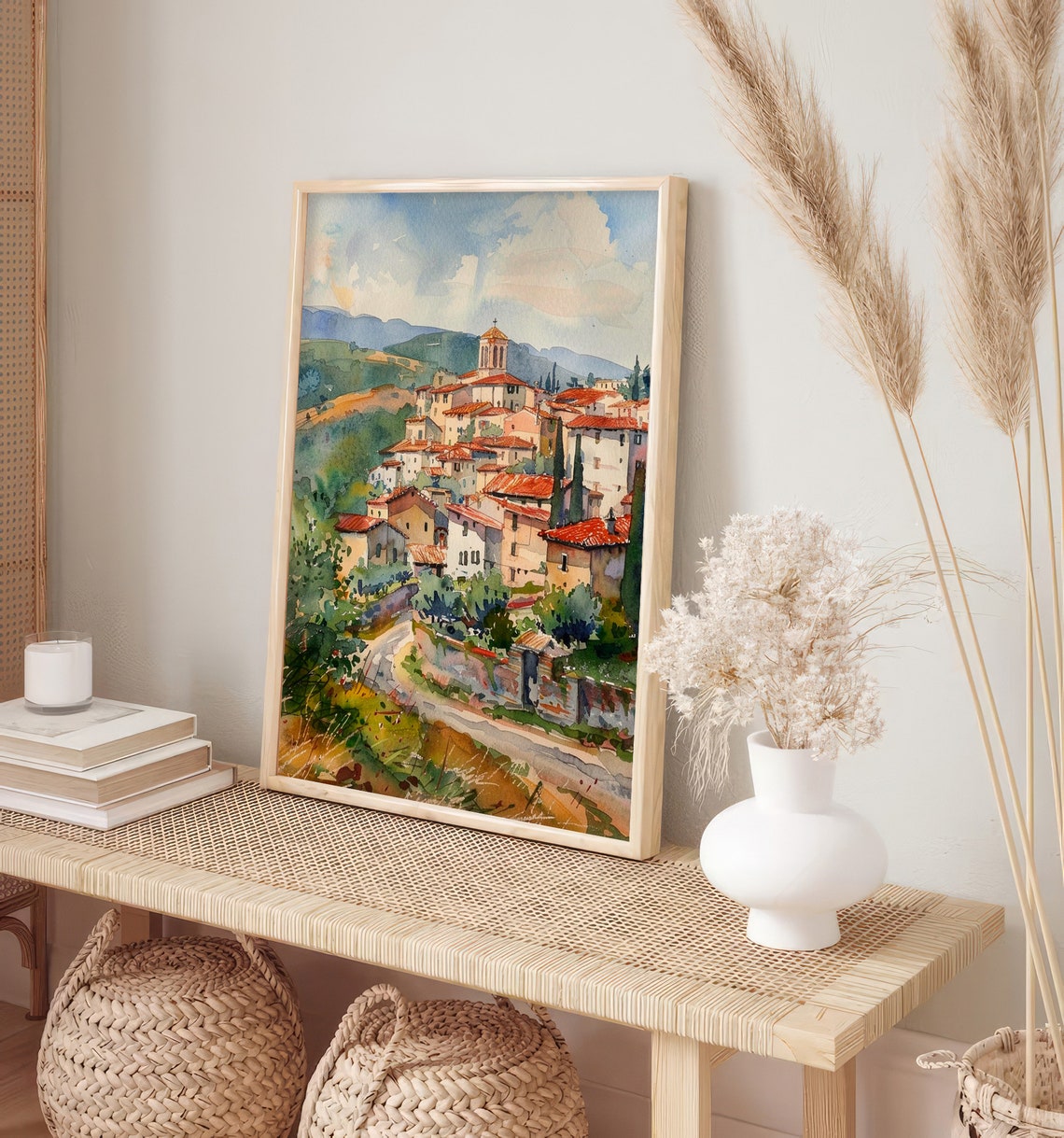Tuscany Painting Vineyards Countryside Art Print Italian Landscape Watercolor Painting Travel Art Poster By Feelingprints - Image 2
