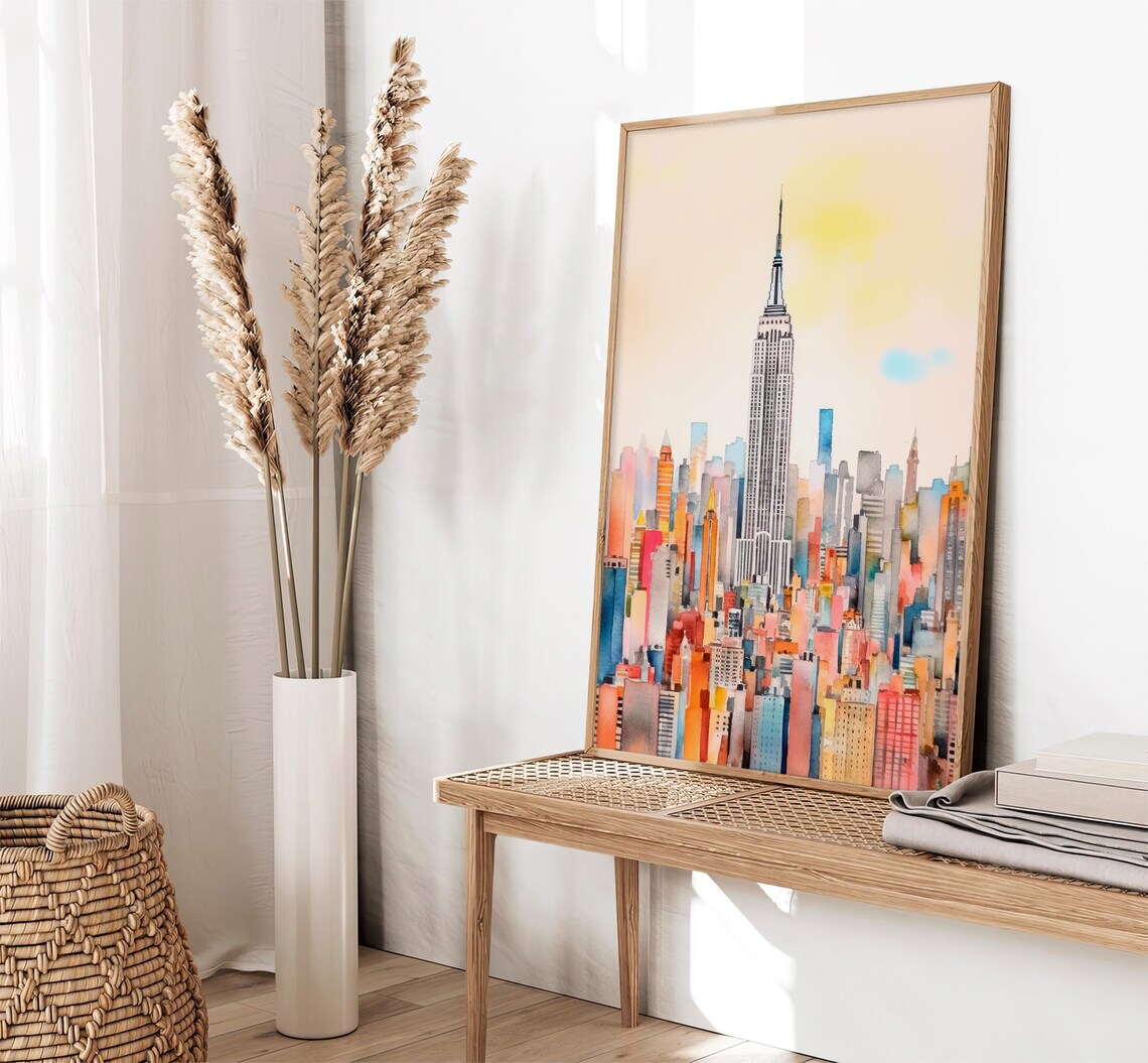 New York City Watercolor Art Print, Skyline - Image 2