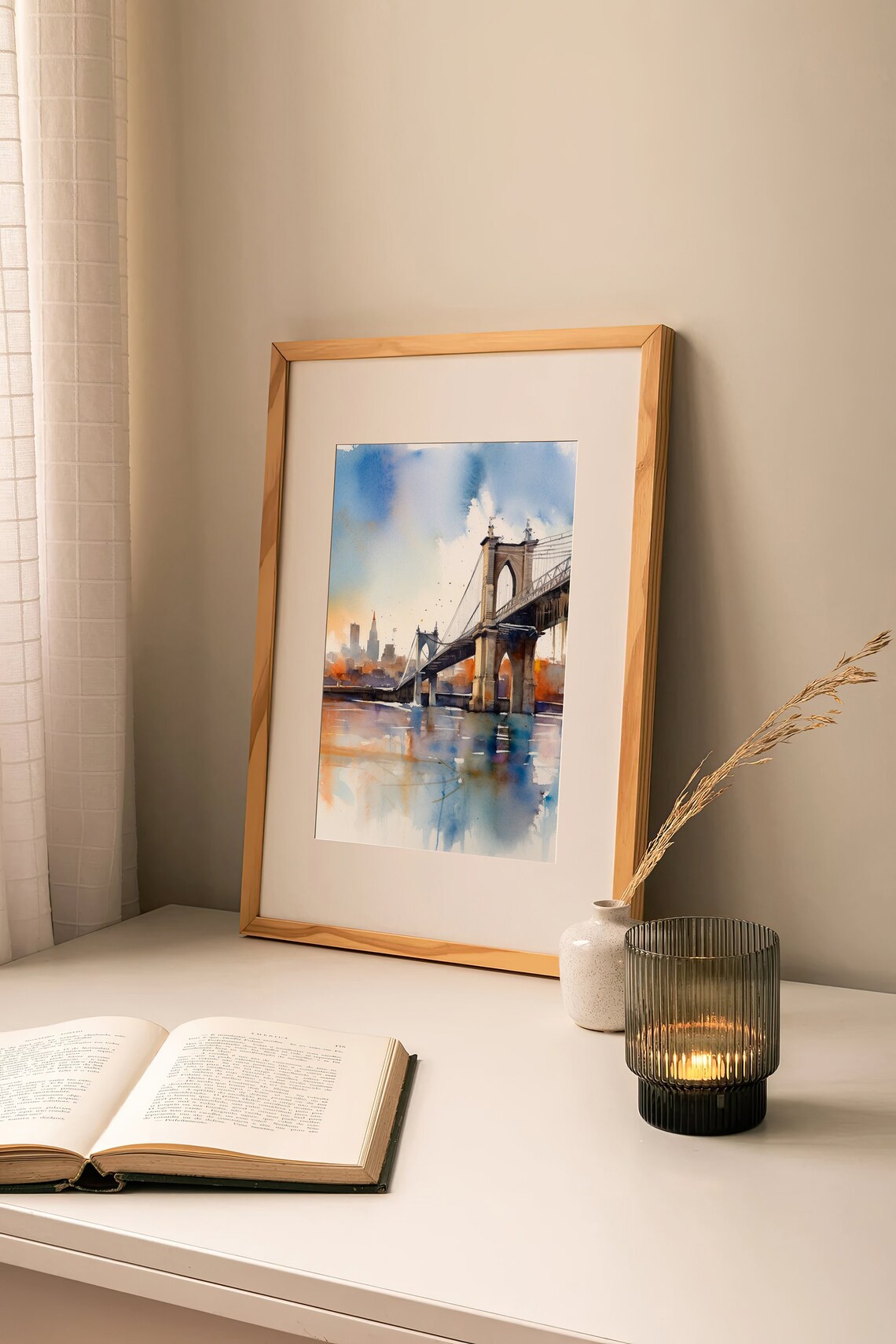 Brooklyn Bridge Watercolor Art Print, New York City - Image 4