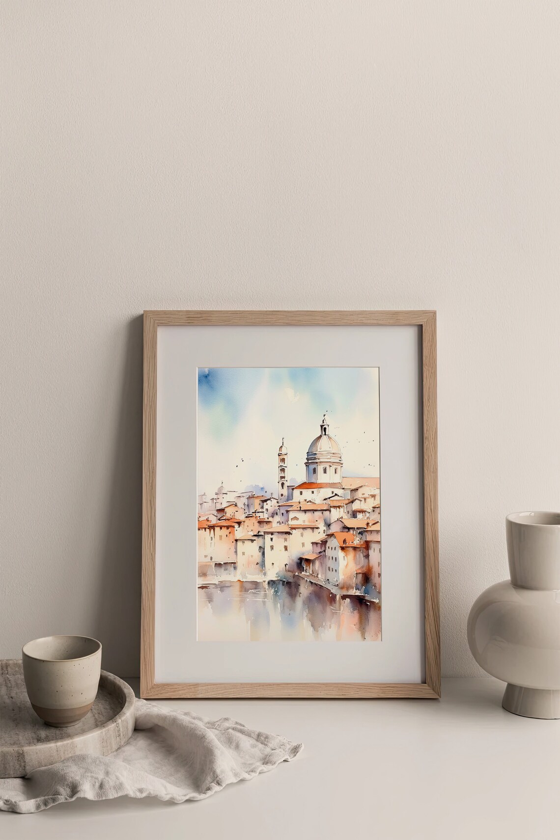 Florence Italy Old Town Dome Riverside Watercolor Travel Poster - Image 4