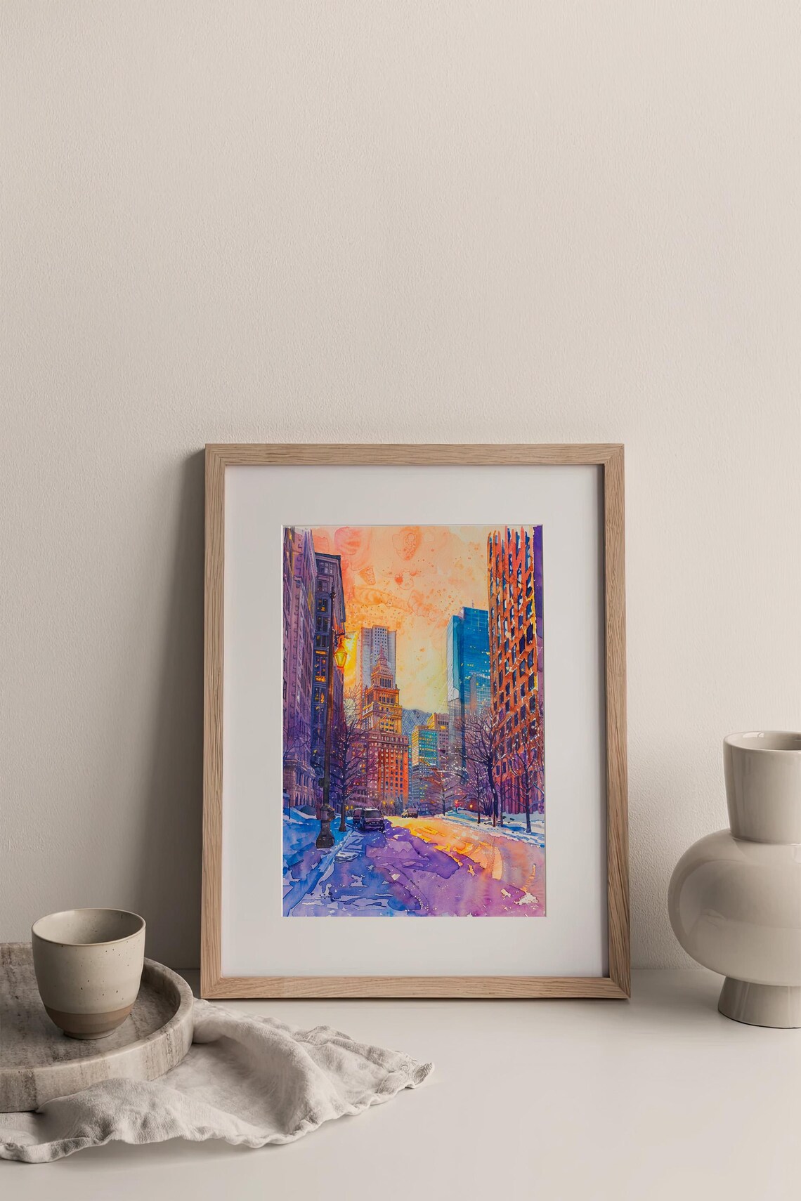 Boston Cityscape Watercolor Art Print, Massachusetts - Image 3