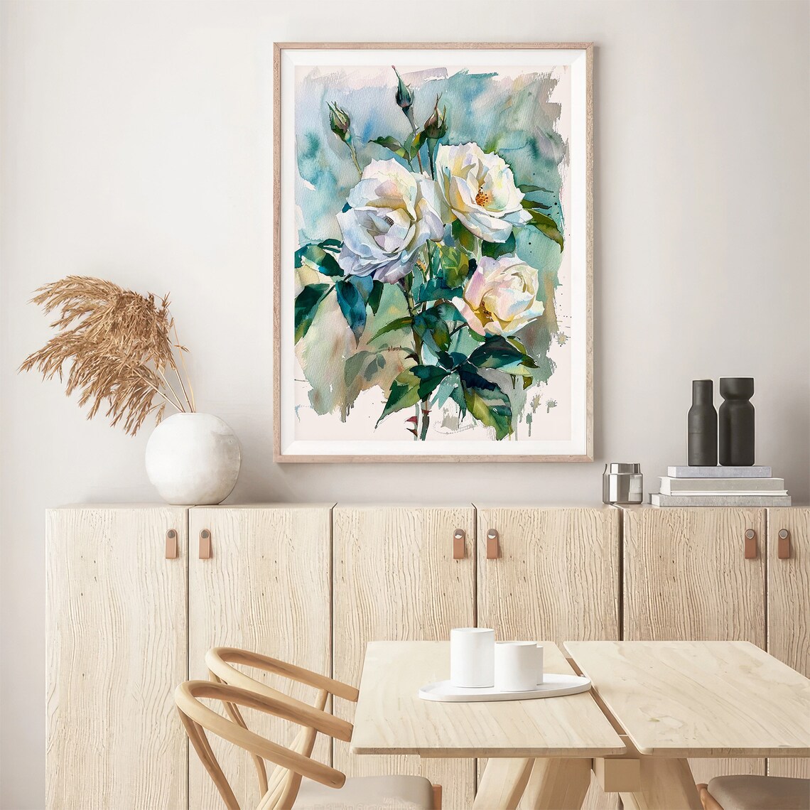White Rose Watercolor Spring Gifts Wall Art Print - Image 4