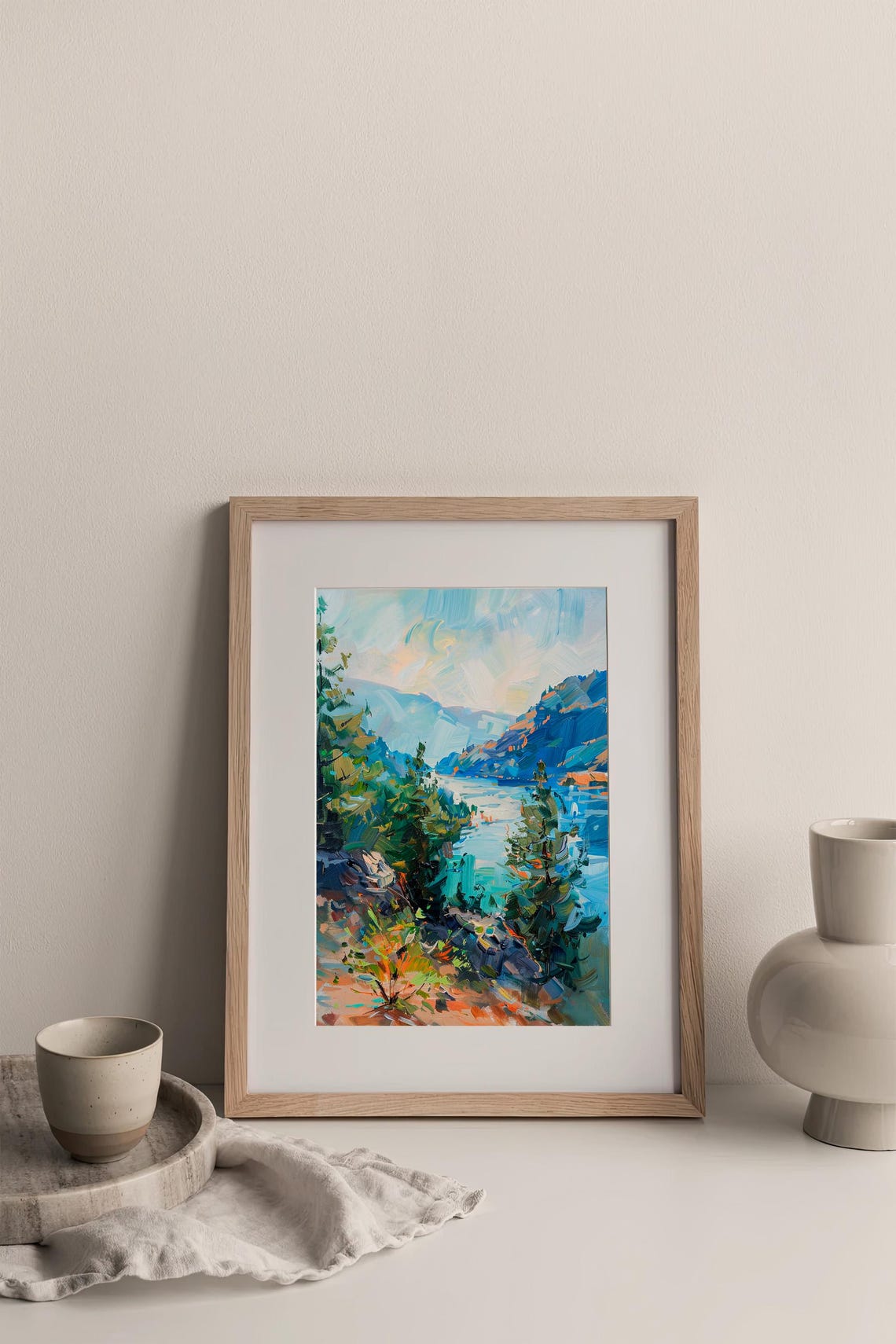 Columbia River Gorge Oil Style Landscape Large Wall Decor Art Poster - Image 4