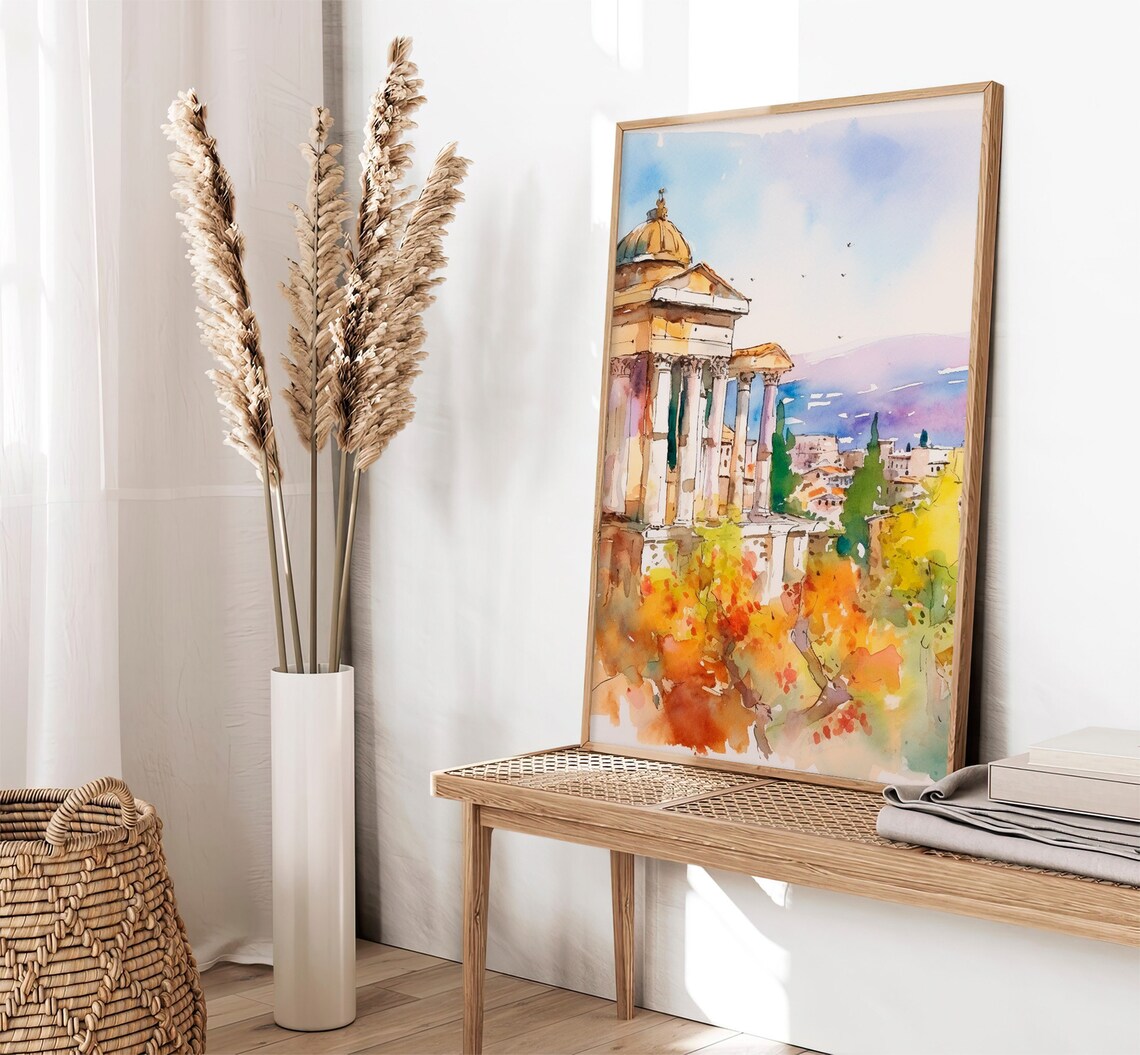 Athens Watercolor Painting Greece Sights Travel Poster - Image 5