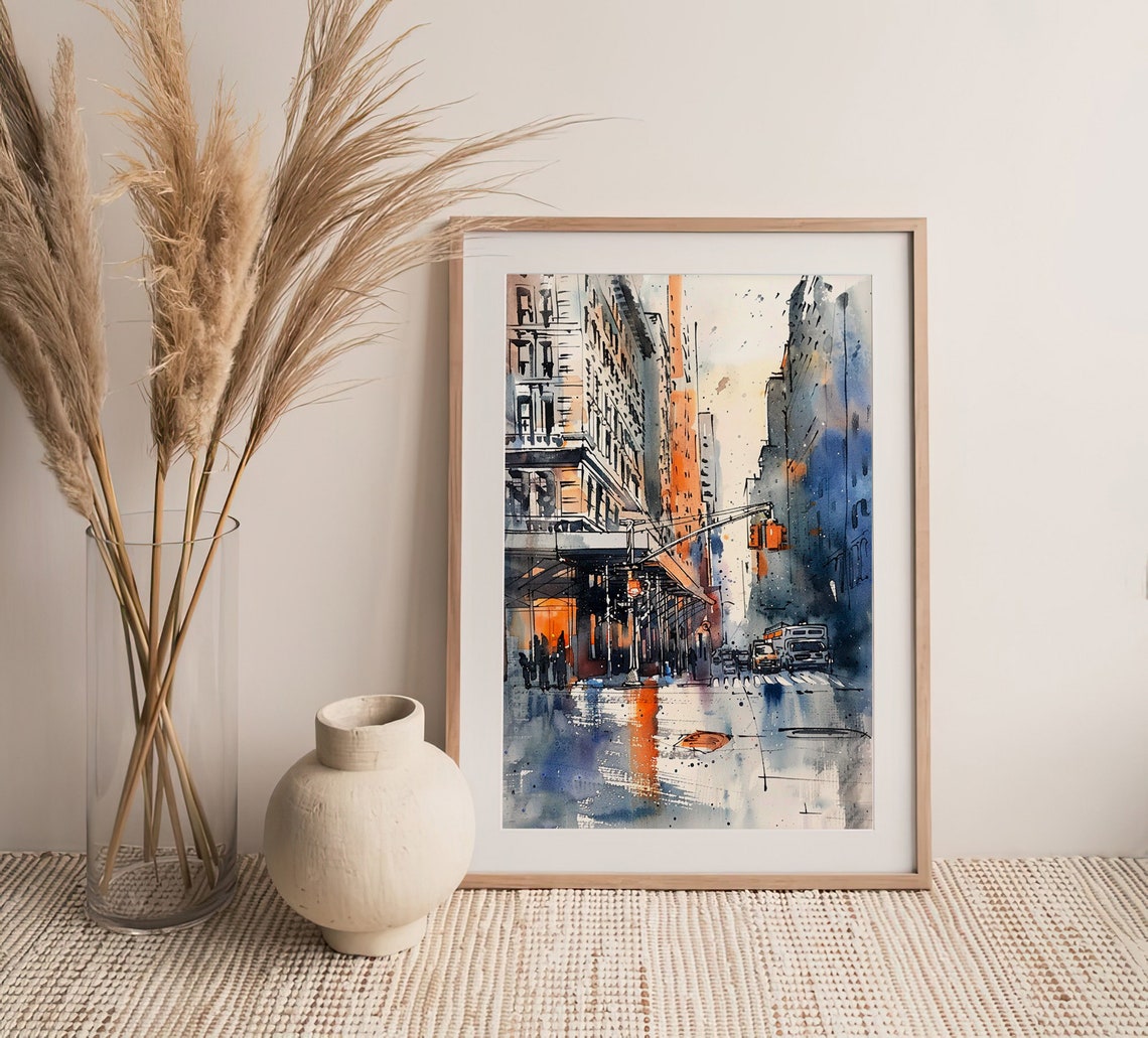New York City Watercolor Art Print Nyc Skyline Painting Urban Landscape Wall Art Decor Travel Gifts By Feelingprints - Image 4