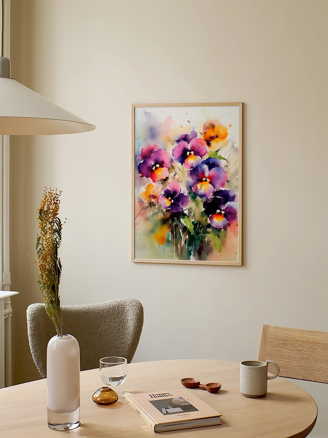 Pansy Flowers Watercolor Art Print, Meadow Artwork - Image 5