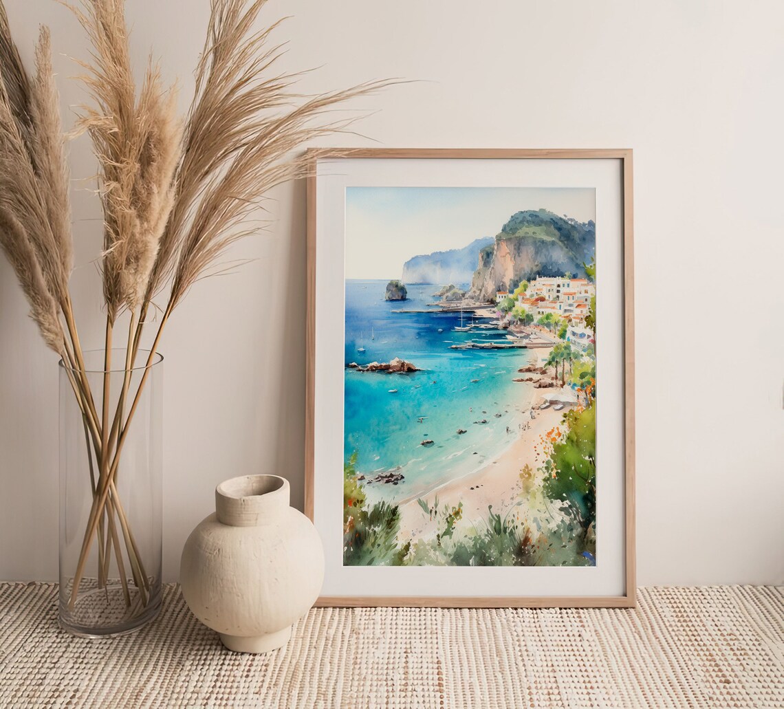Capri Island Watercolor Travel Poster, Italy - Image 4