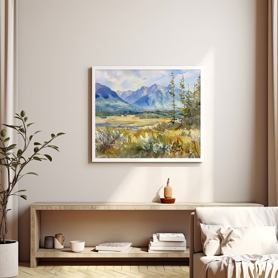 Three Sisters Mountains Watercolor Art Print, Oregon - Image 3