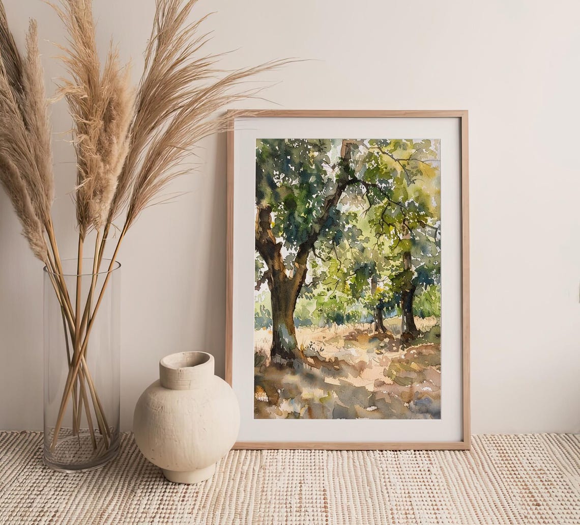 Oak Grove Dappled Sunlight Watercolor Southern Trees Scene Poster - Image 4