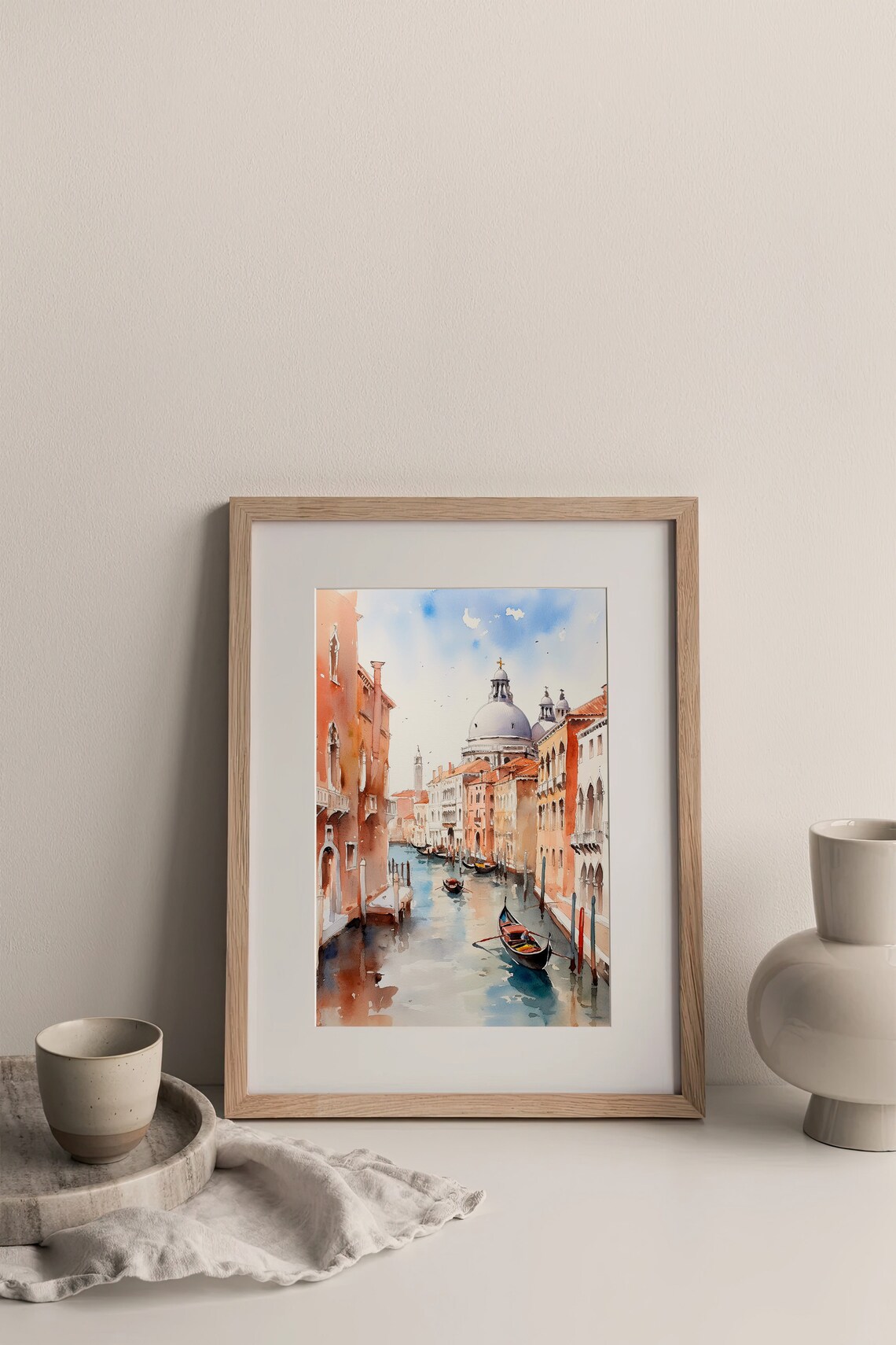 Grand Canal Venice Watercolor Art Print, Cityscape - Image 3
