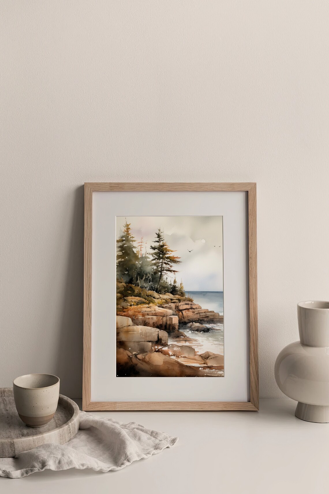 Acadia Pine Trees Watercolor Art Print, National Park - Image 3