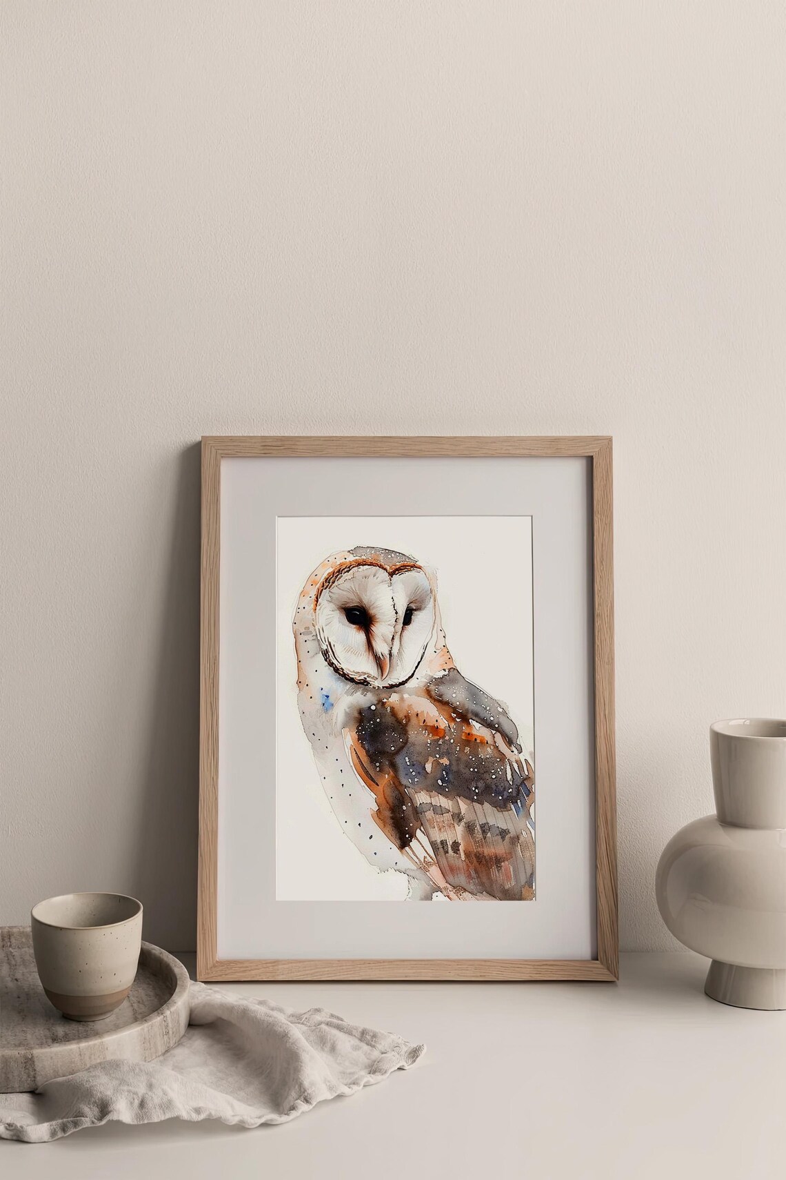 Barn Owl Watercolor Portrait Wildlife Bird Art Animal Wall Art - Image 3