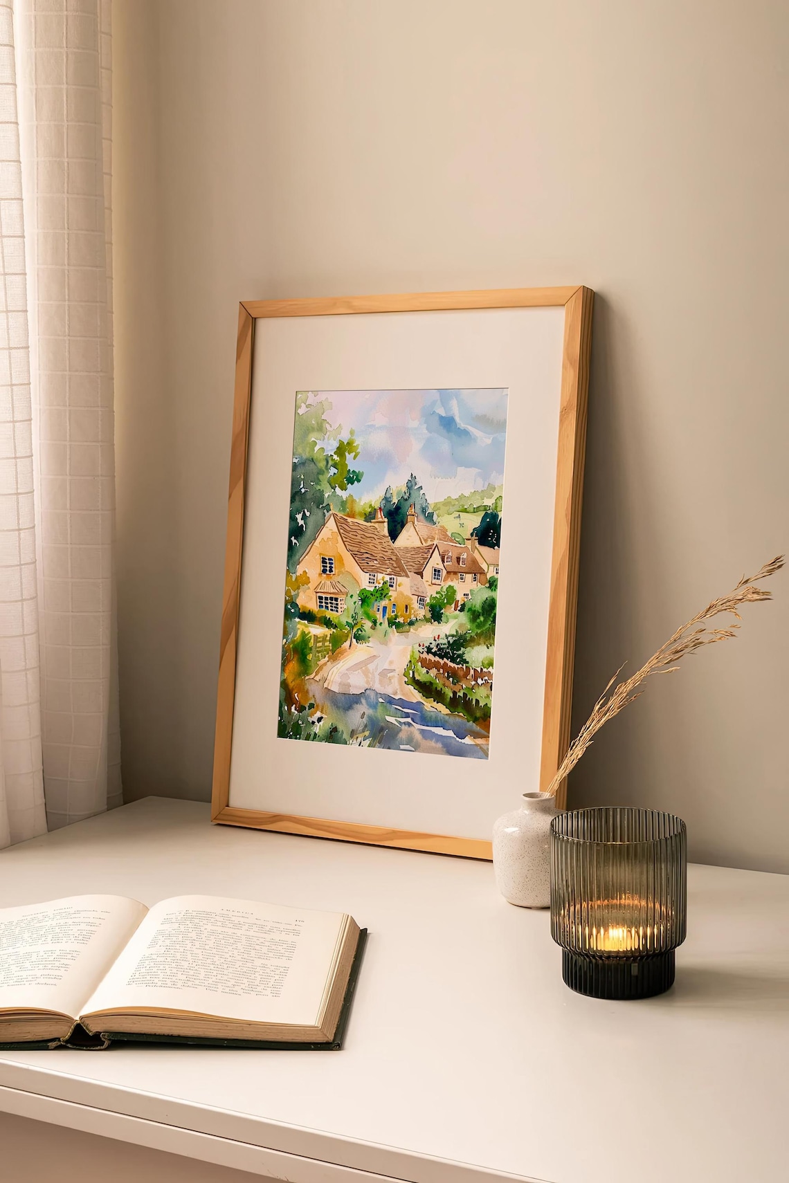 Cotswolds England Countryside Watercolor Art Print - Image 2