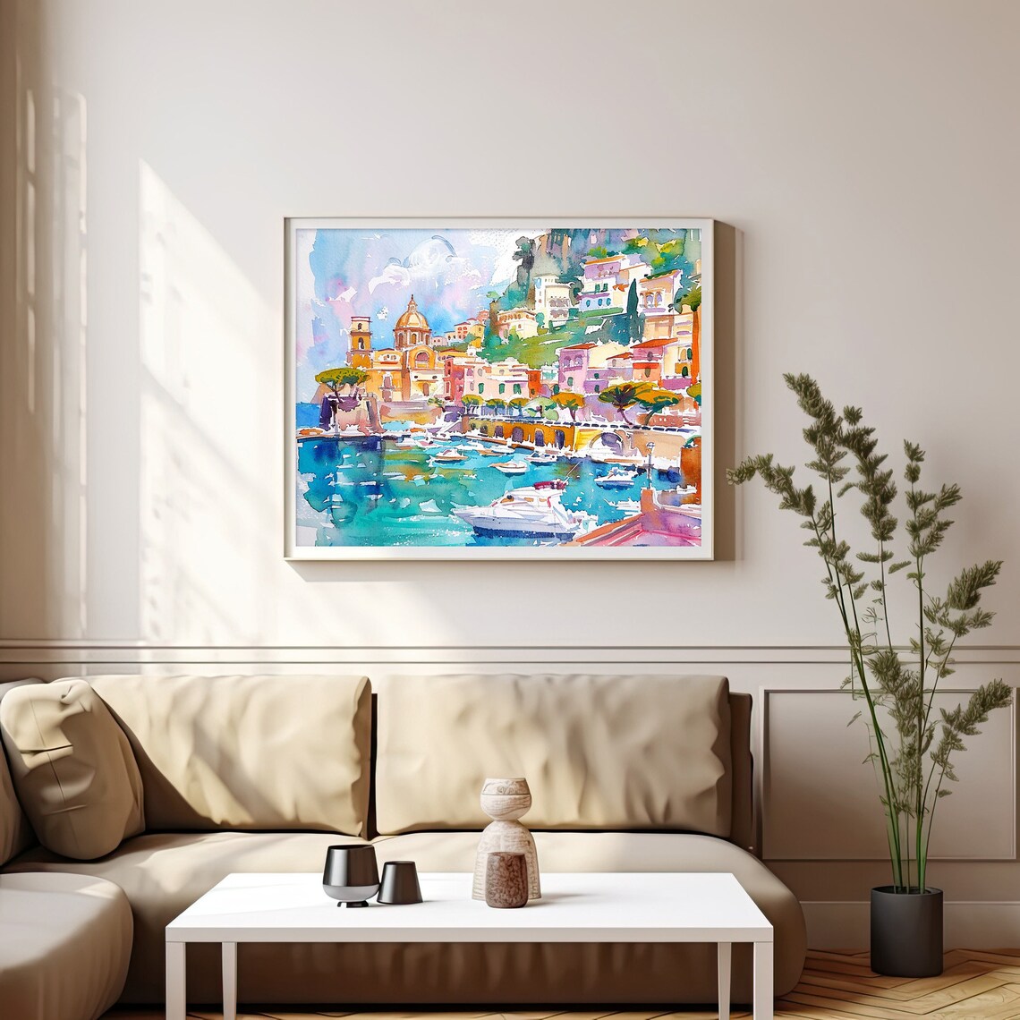 Sorrento Watercolor Cityscape Art Print, Italy Travel - Image 4