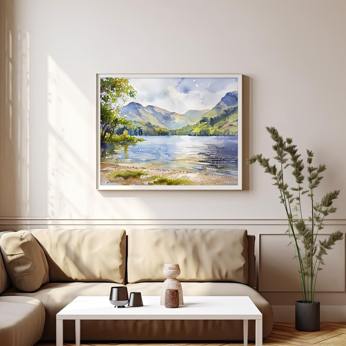 Lake Windermere Watercolor Landscape Art Print - Image 3
