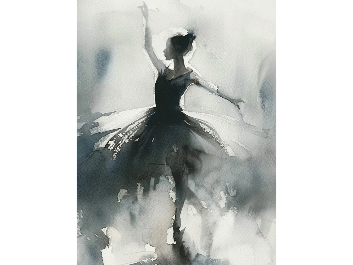 Ballerina Watercolor Art Print, Dance Study