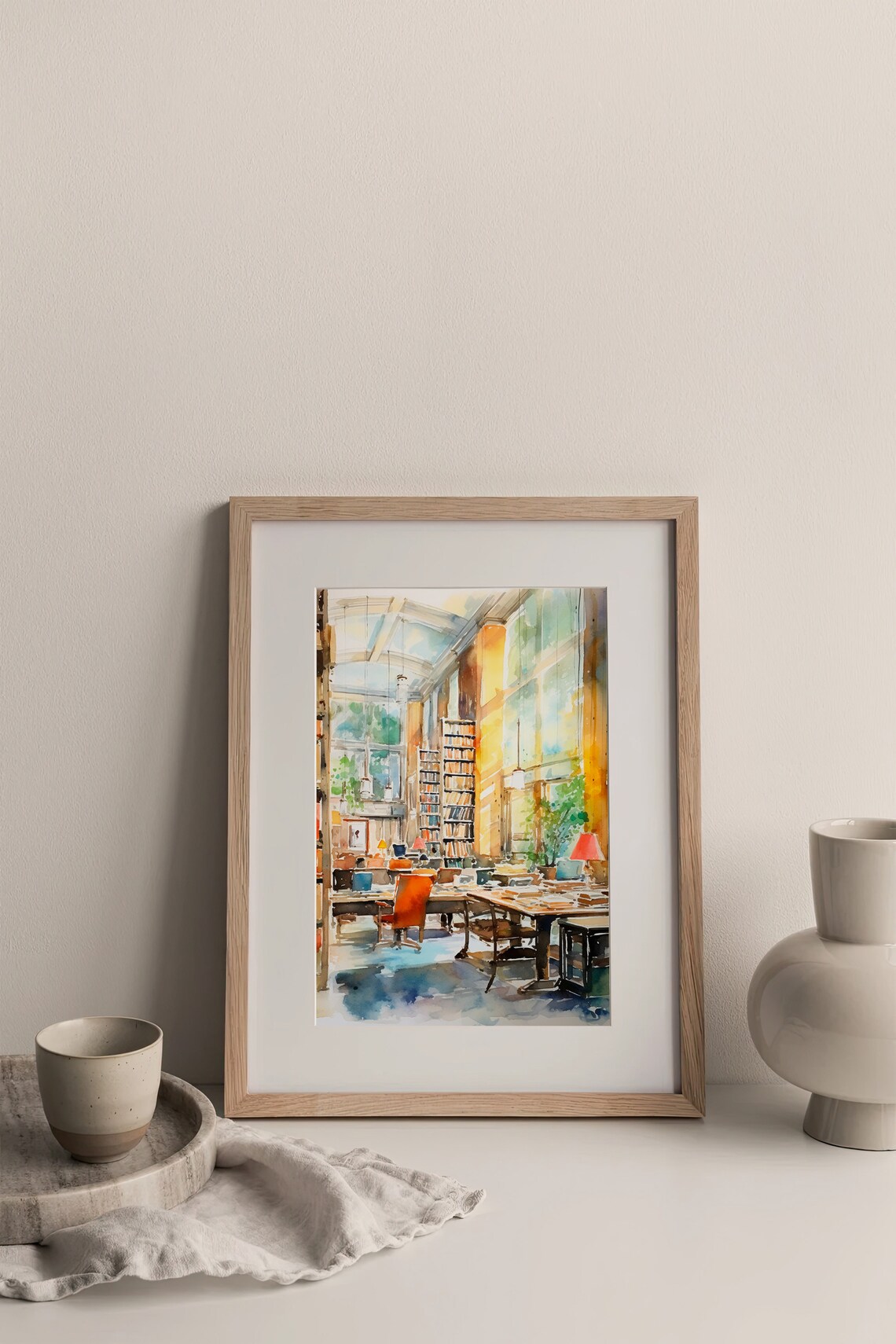 Boston Library Watercolor Art Print, Books Wall Art - Image 4