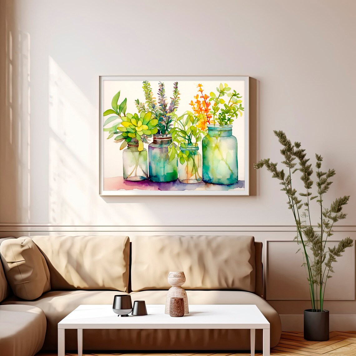 Jarred Plants Botanical Watercolor Art Print - Image 2