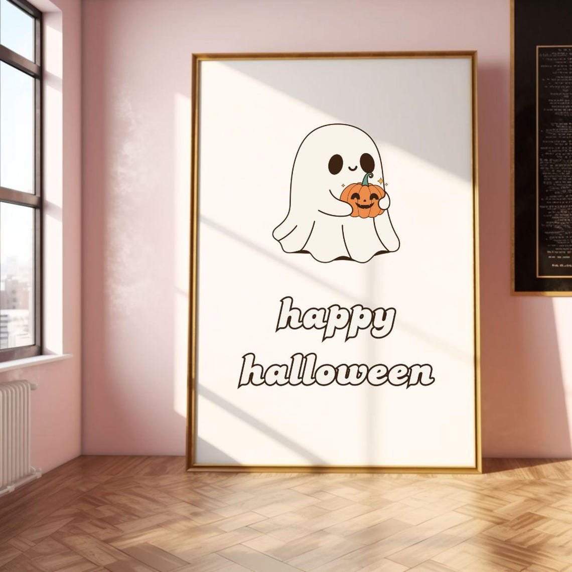 Happy Halloween Cute Ghost Pumpkin Cartoon Party Wall Poster - Image 2