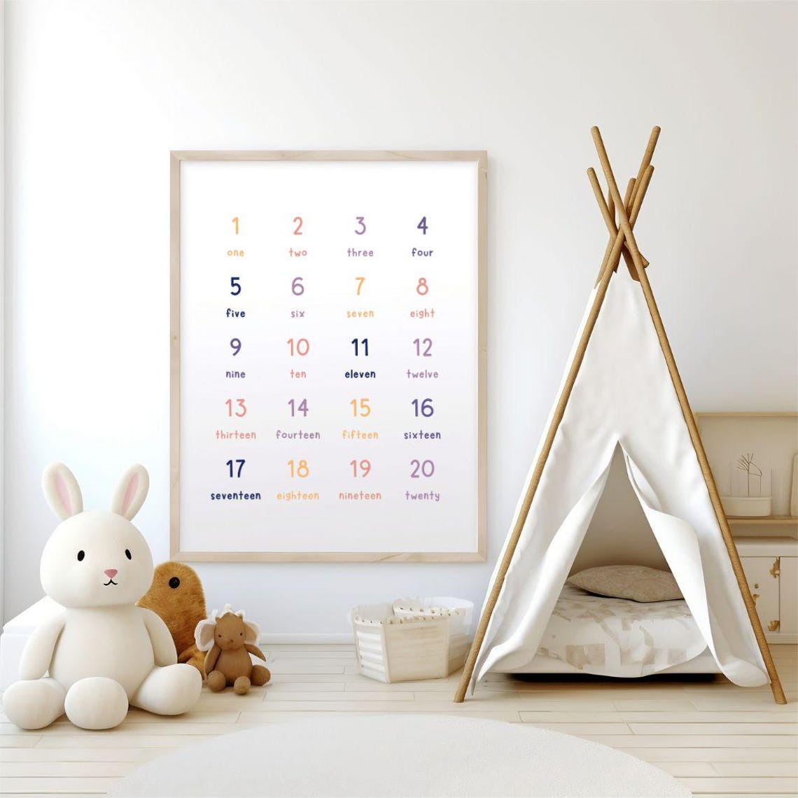 Numbers Print Nursery Kids Print Frame Wall Dcor Wall Art - Image 2