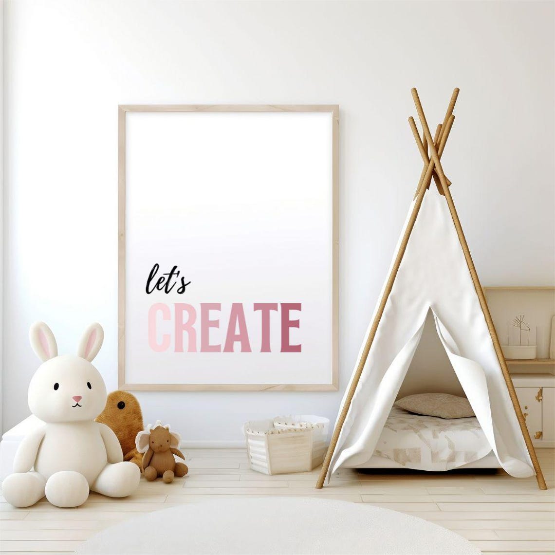 Lets Create Pink Ombre Script Craft Studio Motivational Poster - Image 2
